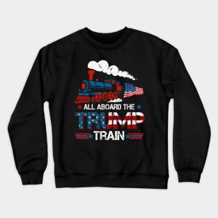 All Aboard the Trump Train 2020 American Flag Reelect 45 Crewneck Sweatshirt